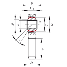 桿端軸承 GAKSL10-PS, 根據(jù) DIN ISO 12 240-4 標(biāo)準(zhǔn)，特種鋼材料，帶左旋外螺紋，免維護(hù)