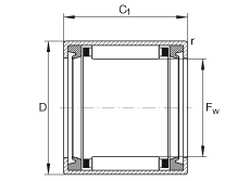 開式沖壓外圈滾針軸承 HK2220-2RS, 根據(jù) DIN 618-2 標準，兩側唇密封