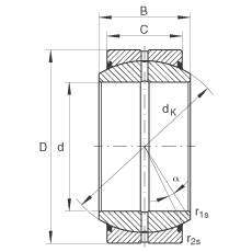 關(guān)節(jié)軸承 GE15-DO-2RS, 根據(jù) DIN ISO 12 240-1 標(biāo)準, 需維護，兩側(cè)唇密封