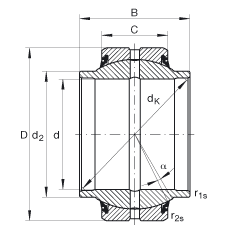 關(guān)節(jié)軸承 GE50-HO-2RS, 根據(jù) DIN ISO 12 240-1 標(biāo)準(zhǔn), 需維護(hù)，兩側(cè)唇密封
