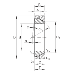 角接觸關(guān)節(jié)軸承 GE50-SX, 根據(jù) DIN ISO 12 240-2 標(biāo)準(zhǔn)，需維護(hù)