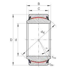 關(guān)節(jié)軸承 GE140-UK-2RS, 根據(jù) DIN ISO 12 240-1 標準, 免維護，兩側(cè)唇密封