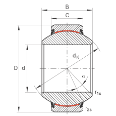 關(guān)節(jié)軸承 GE90-FW-2RS, 根據(jù) DIN ISO 12 240-1 標(biāo)準(zhǔn), 免維護(hù)，兩側(cè)唇密封