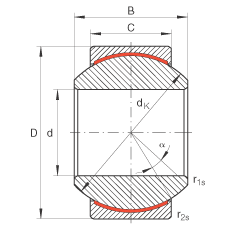 關(guān)節(jié)軸承 GE12-PW, 根據(jù) DIN ISO 12 240-1 標(biāo)準(zhǔn)，尺寸系列 K，免維護(hù)