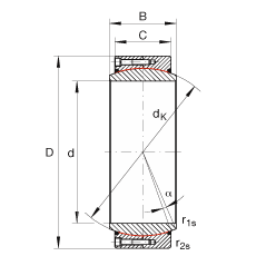 大的關(guān)節(jié)軸承 GE400-DW-2RS2, 根據(jù) DIN ISO 12 240-1 標(biāo)準(zhǔn), 免維護(hù)，兩側(cè)密封