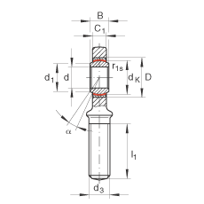 桿端軸承 GAR80-UK-2RS, 根據(jù) DIN ISO 12 240-4 標(biāo)準(zhǔn)，帶右旋外螺紋，免維護(hù)，兩側(cè)唇密封