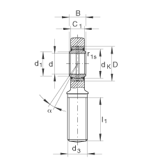 桿端軸承 GAL50-DO-2RS, 根據(jù) DIN ISO 12 240-4 標準，帶左旋外螺紋，需維護，兩側(cè)唇密封