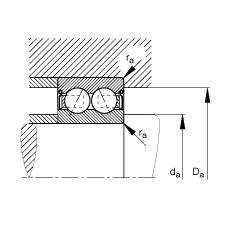 角接觸球軸承 30/8-B-2RSR-TVH, 雙列，雙側(cè)唇密封，接觸角 α = 25°