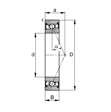 主軸軸承 HSS7009-E-T-P4S, 調(diào)節(jié)，成對安裝，接觸角 α = 25°，兩側(cè)唇密封，非接觸，限制公差