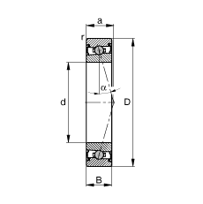 主軸軸承 HCS71921-C-T-P4S, 調(diào)節(jié)，成對安裝，接觸角 α = 15°，兩側(cè)唇密封，非接觸，限制公差