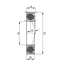 主軸軸承 HCB7003-C-T-P4S, 調(diào)節(jié)，成對或單元安裝，接觸角 α = 15°，陶瓷球，限制公差