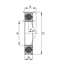 主軸軸承 HCB71921-E-T-P4S, 調(diào)節(jié)，成對或單元安裝，接觸角 α = 25°，陶瓷球，限制公差
