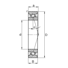 主軸軸承 HS7021-C-T-P4S, 調(diào)節(jié)，成對(duì)安裝，接觸角 α = 15°，限制公差