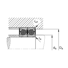 主軸軸承 HCB7200-E-2RSD-T-P4S, 調節(jié)，成對或單元安裝，接觸角 α = 25°，陶瓷球，兩側唇密封，非接觸，限制公差
