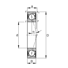 主軸軸承 B7003-C-2RSD-T-P4S, 調(diào)節(jié)，成對安裝，接觸角 α = 15°，兩側(cè)唇密封，非接觸，加嚴(yán)公差