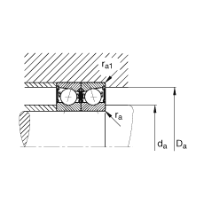 主軸軸承 B7003-C-2RSD-T-P4S, 調(diào)節(jié)，成對安裝，接觸角 α = 15°，兩側(cè)唇密封，非接觸，加嚴(yán)公差